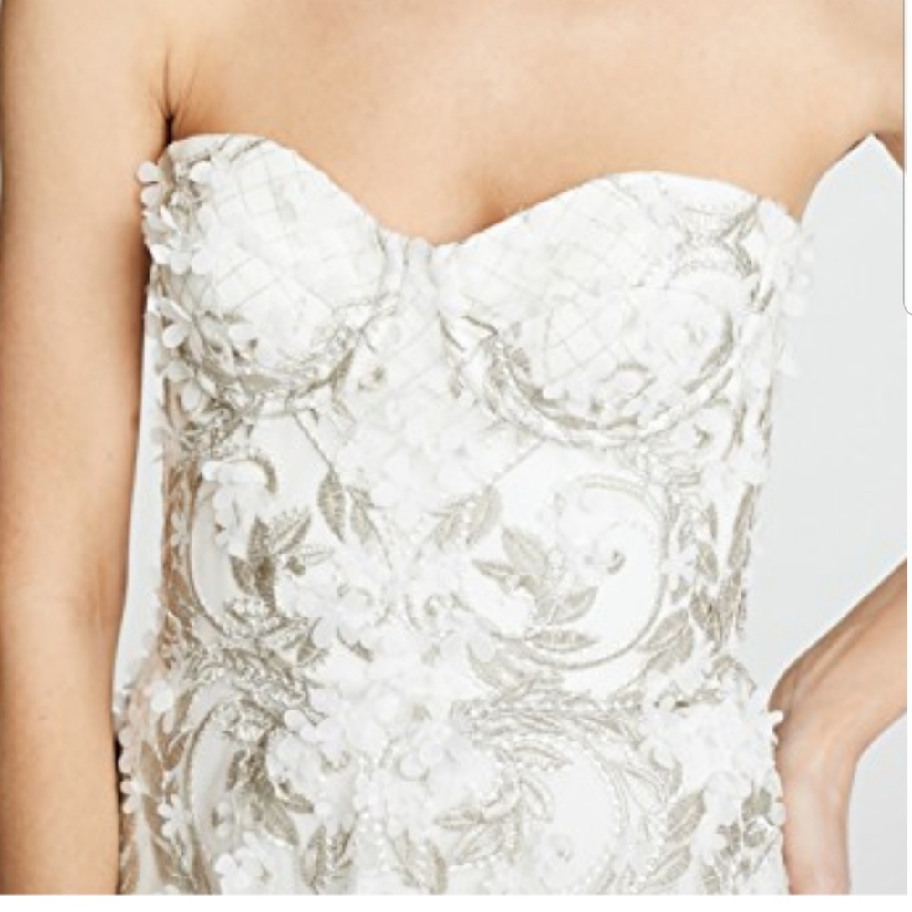 Marchesa Notte 3d embroidered strapless gown